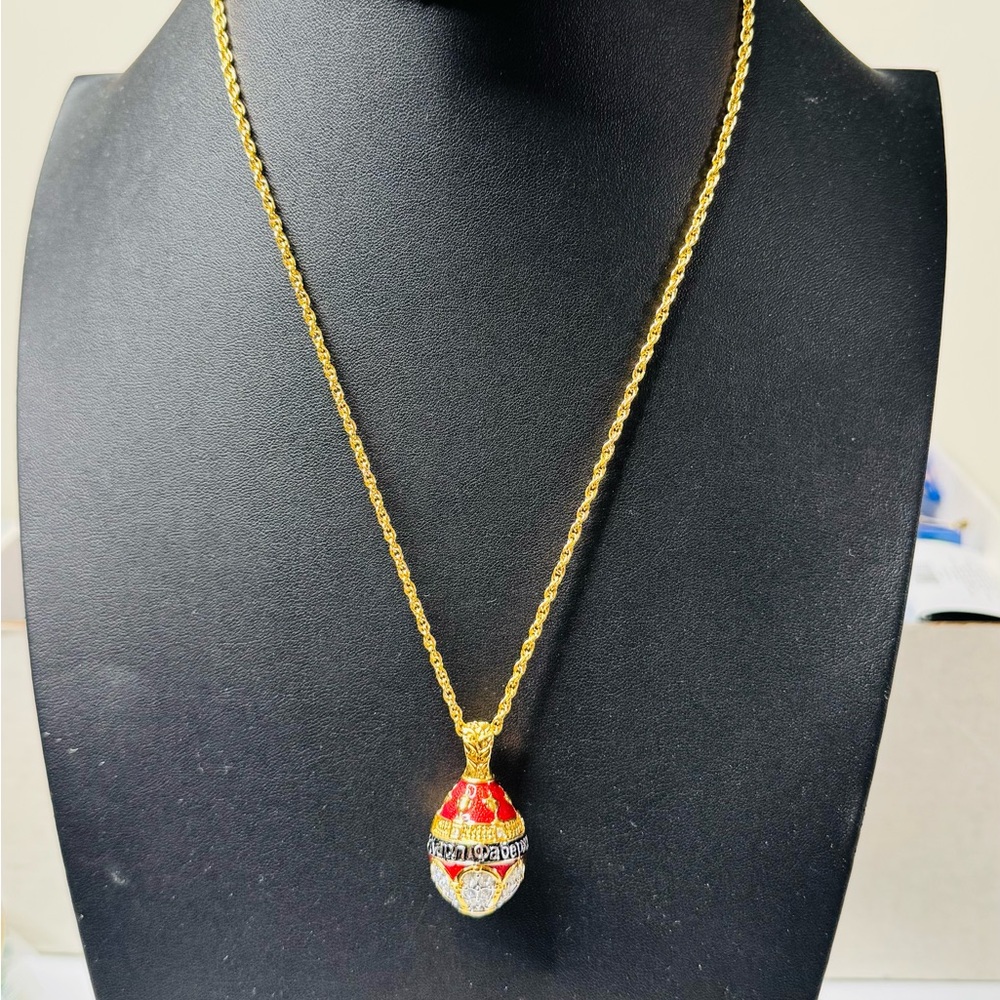 Joan Rivers Rhinestone Enamel Egg Pendant Necklace